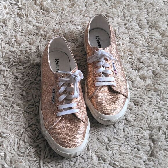 Superga Rose Gold Metallic 2750 Cometu Trainers - Picture 1 of 8